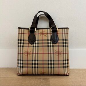 Burberry Haymarket Check Regent Leather Tote Bag